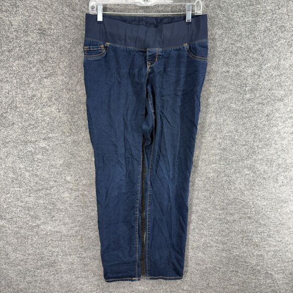 Old Navy Jeans Women 6 Maternity Blue Denim Dark Wash Low Rise Skinny Pull On - Picture 1 of 8